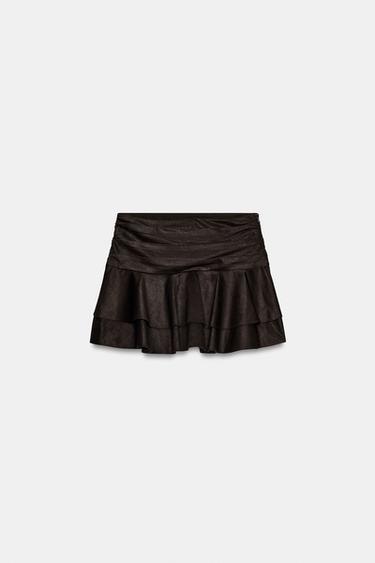 FALDA MINI VOLANTES EFECTO ANTES - Marrón de Zara