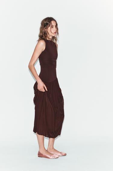 Zara DUGA KOMBINIRANA HALJINA OD TILA – tamnosmeđa