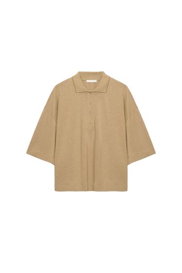 SHORT SLEEVE POLO SHIRT - camel by Zara