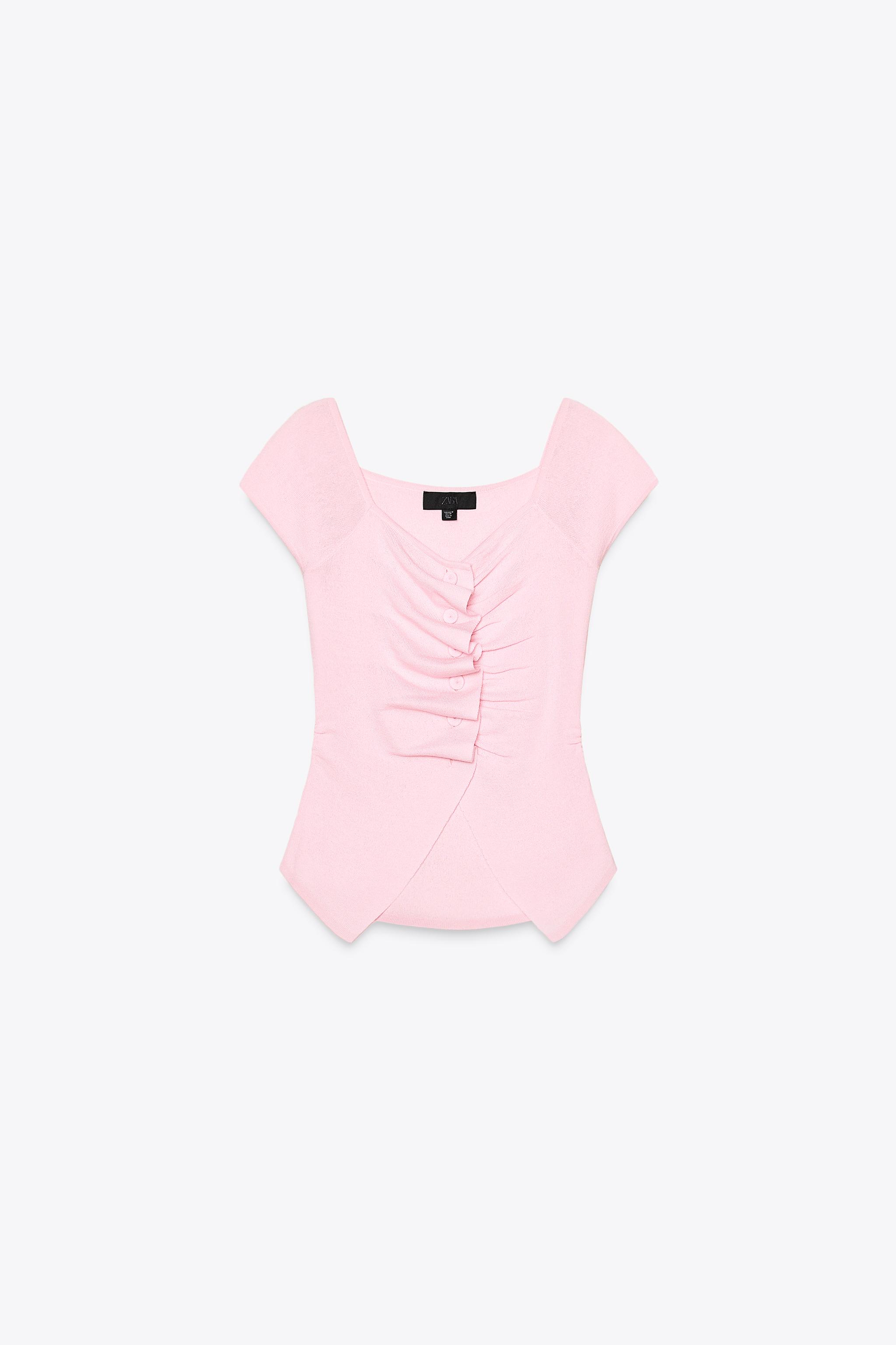 ギャザー ニット トップス - ピンク | ZARA Japan / 日本