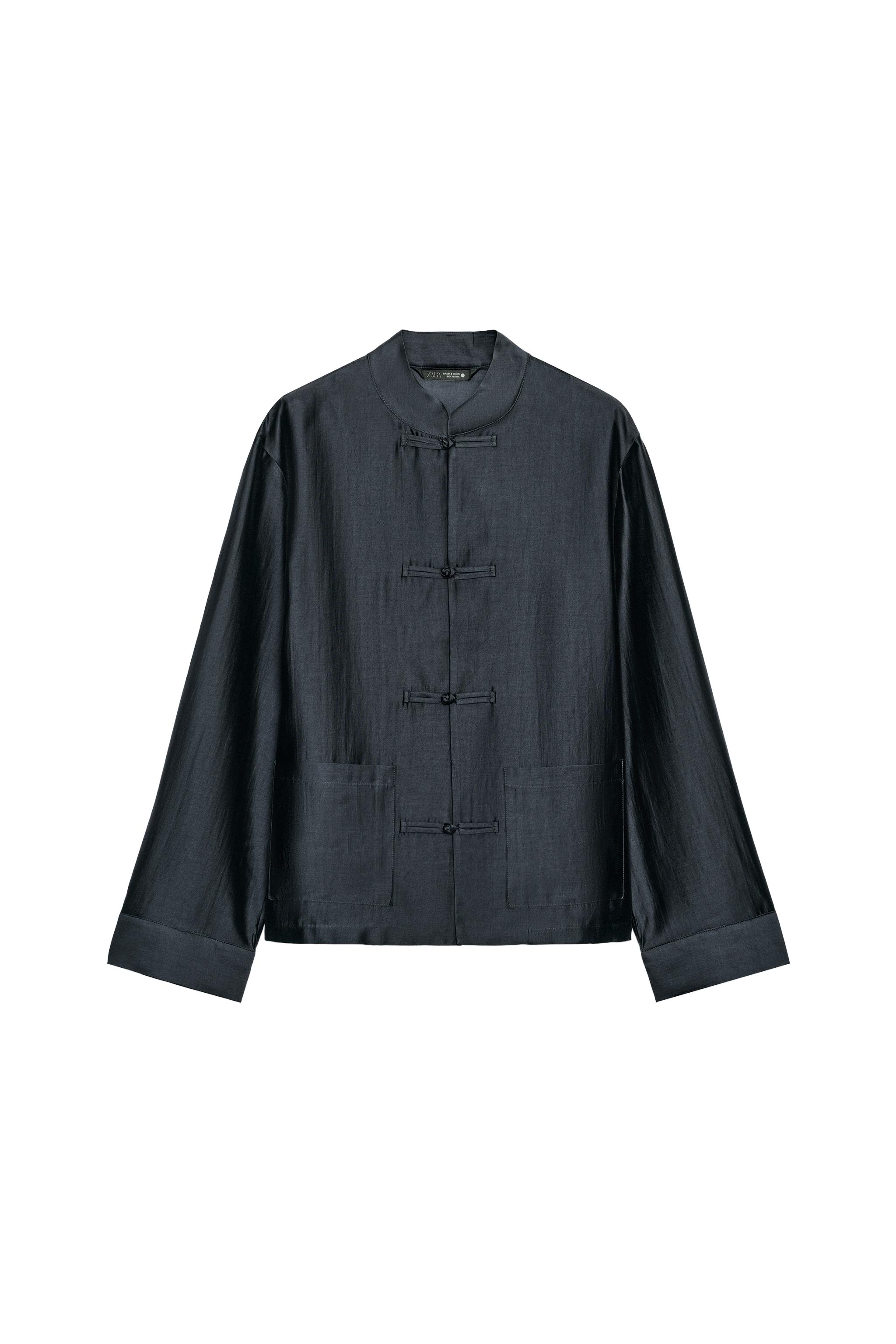 SATIN EFFECT FROG CLASP SHIRT ZW COLLECTION - White | ZARA United