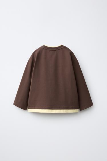 LAYERED HENLEY T-SHIRT — Caramel 2