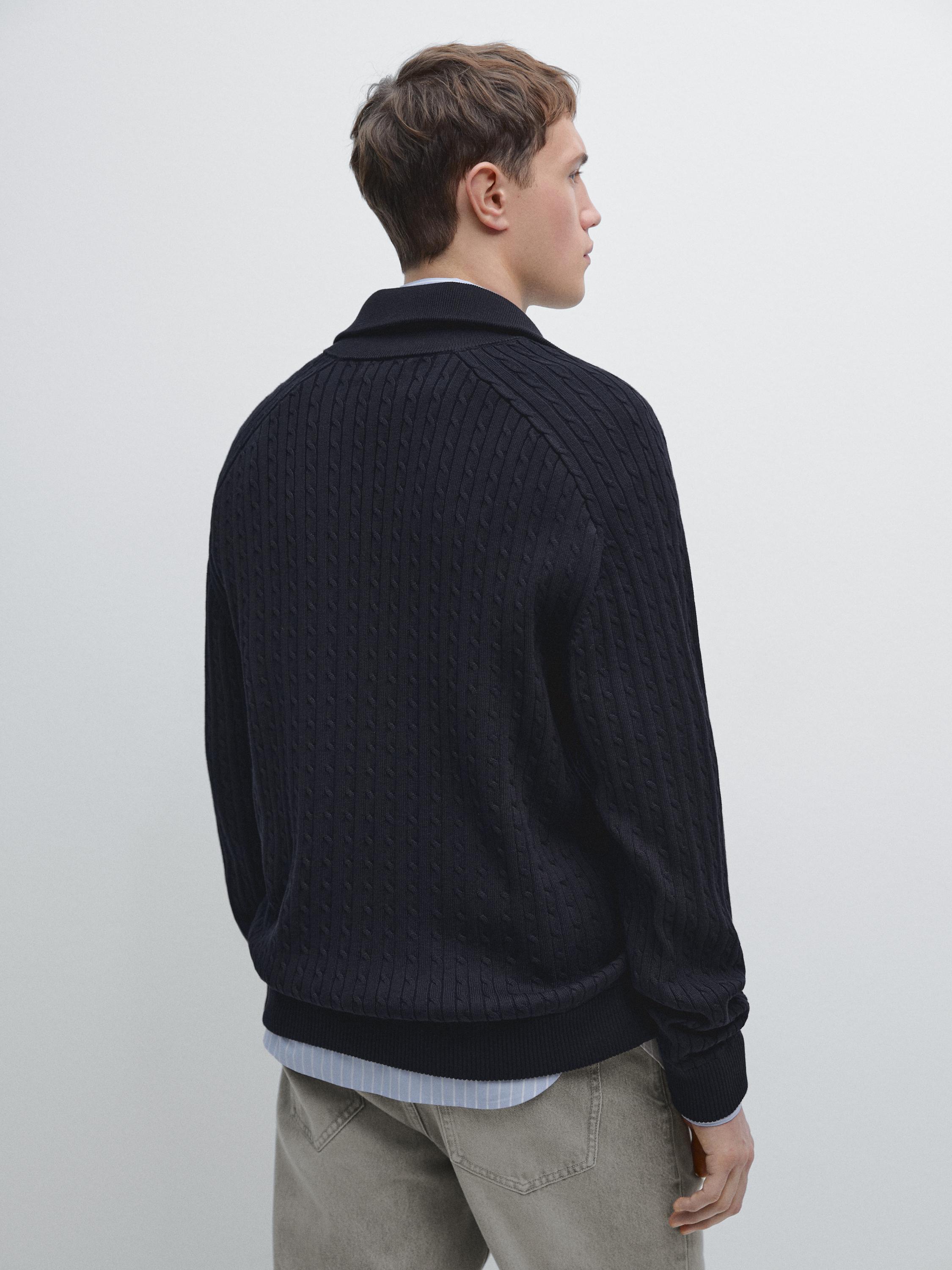 Cardigan en maille torsadée zippé coton