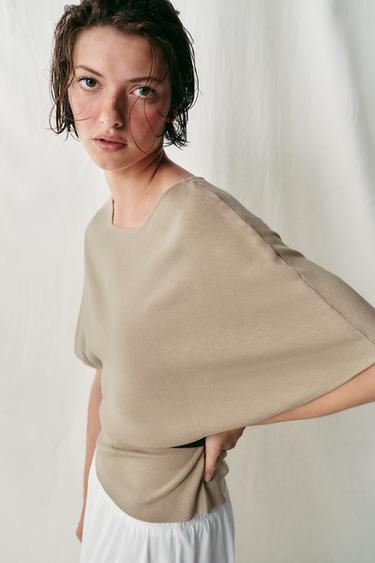 Zara BELTED KNIT TOP - Sand