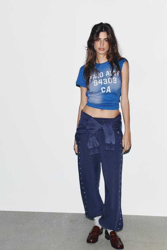 PANTALÓN JOGGER LAVADO TACHAS - Azul de Zara - Imagen 0