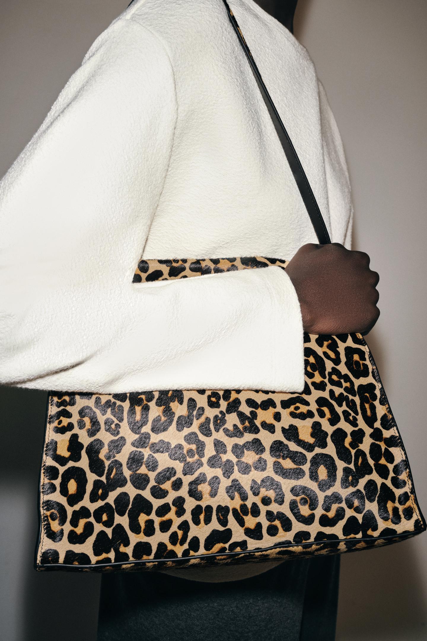 Женская сумка Zara Printed Leather Shoulder, цвет: Леопардовый — фото 3