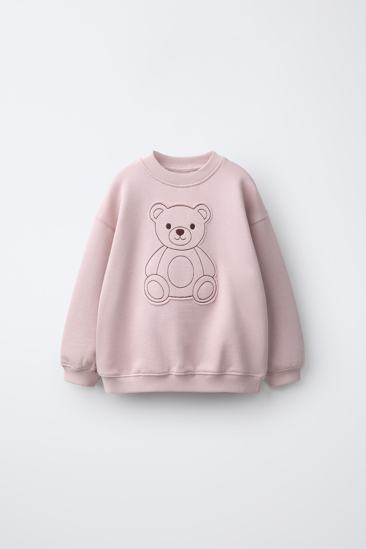 BEAR PATCH SWEATSHIRT — Pink