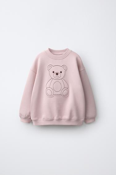 BEAR PATCH SWEATSHIRT — Pink 1