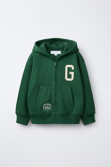 SUDADERA CAPUCHA JOGGING LETRA - VERDE de Zara