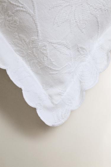 COTTON JACQUARD CUSHION COVER - White by Zara - Image 1