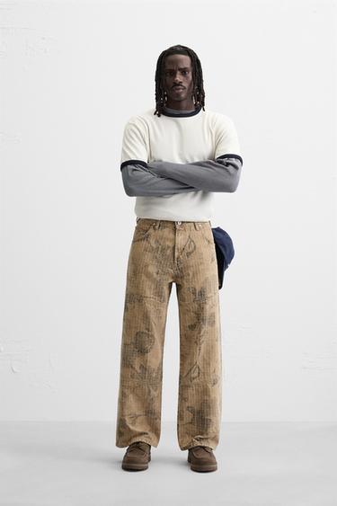 BAGGY FIT CARPENTER JEANS - camel by Zara - Image 0