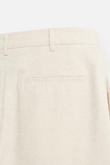 PANTALON COTON - LIN PLIS - Beige clair de Zara - Image 9
