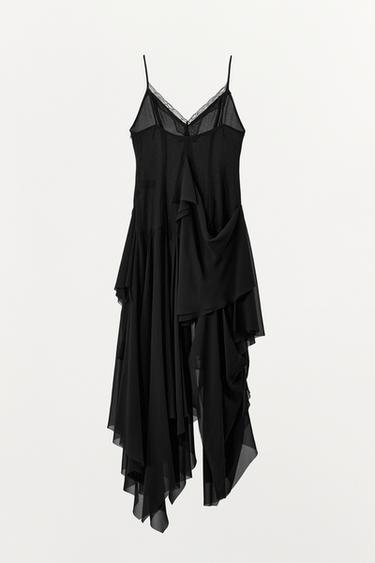 ROBE À BRETELLES VOLANTS DENTELLE - Noir de Zara - Image 5