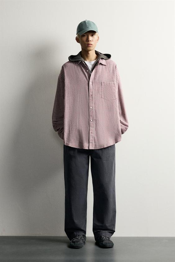 OVERSIZE FIT CHECK SHIRT - White / Red by Zara - Image 0
