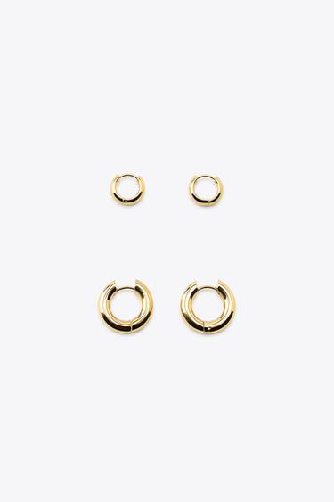 PACK OF WATERPROOF HOOP EARRINGS - Golden by Zara