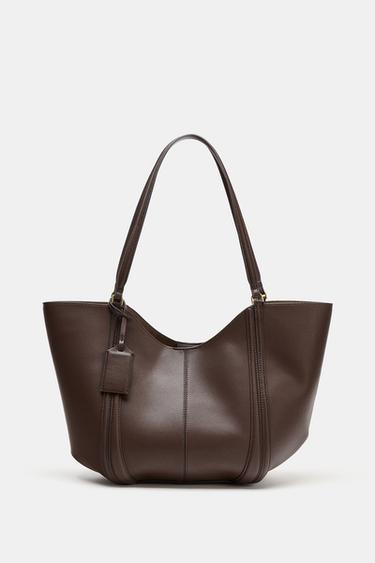 BOLSO MAXI SHOPPER - Marrón de Zara