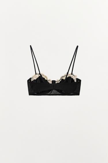 CONTRAST LACE UNDERWIRED BRA - Black by Zara - Image 4