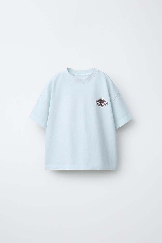 LOGO PRINT T-SHIRT - Aquamarine by Zara - Image 0