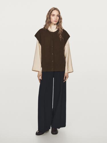 Zara Crew neck knit vest - Chocolate