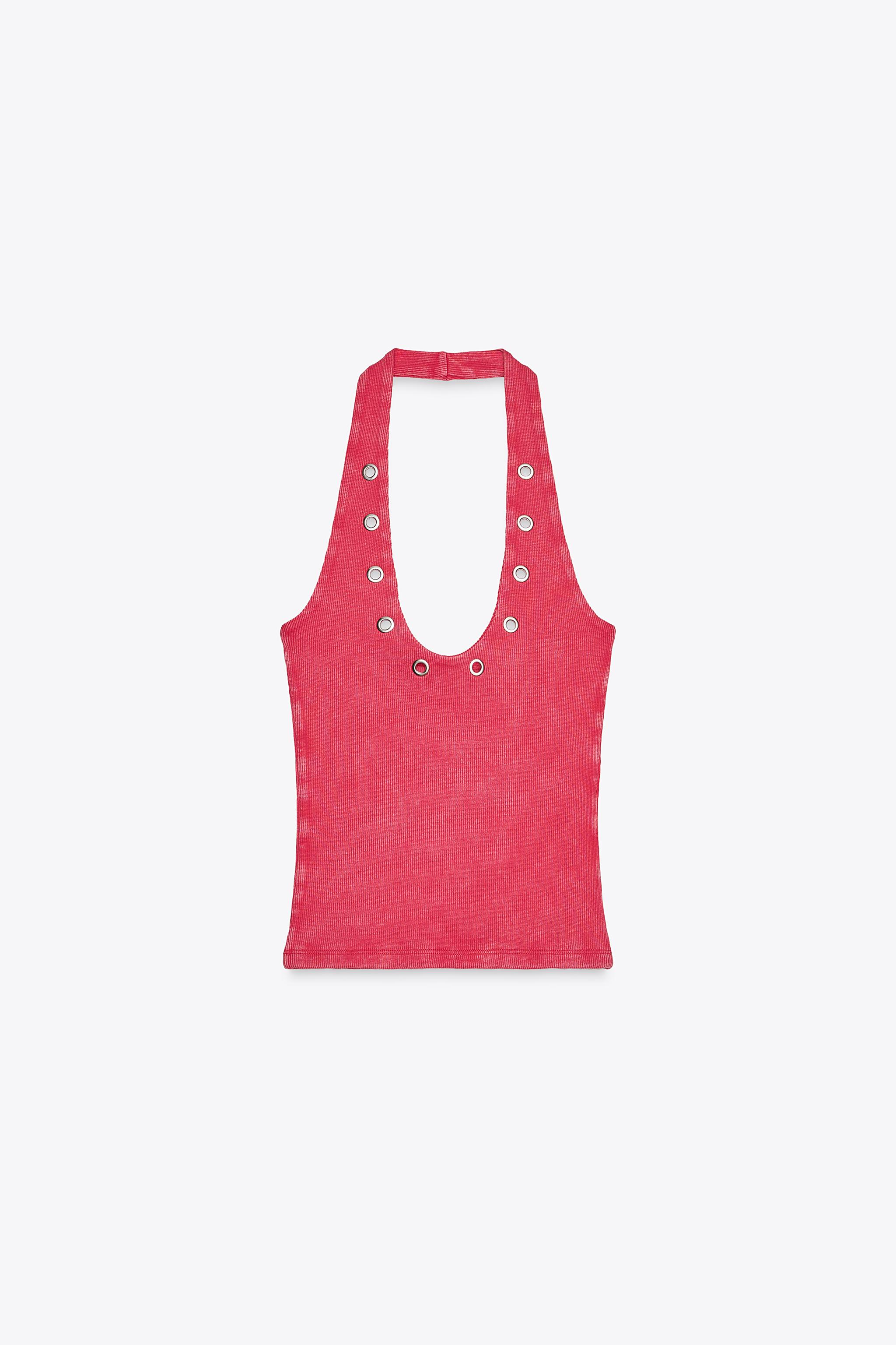 HALTER T-SHIRT WITH RINGS - Pink | ZARA United States