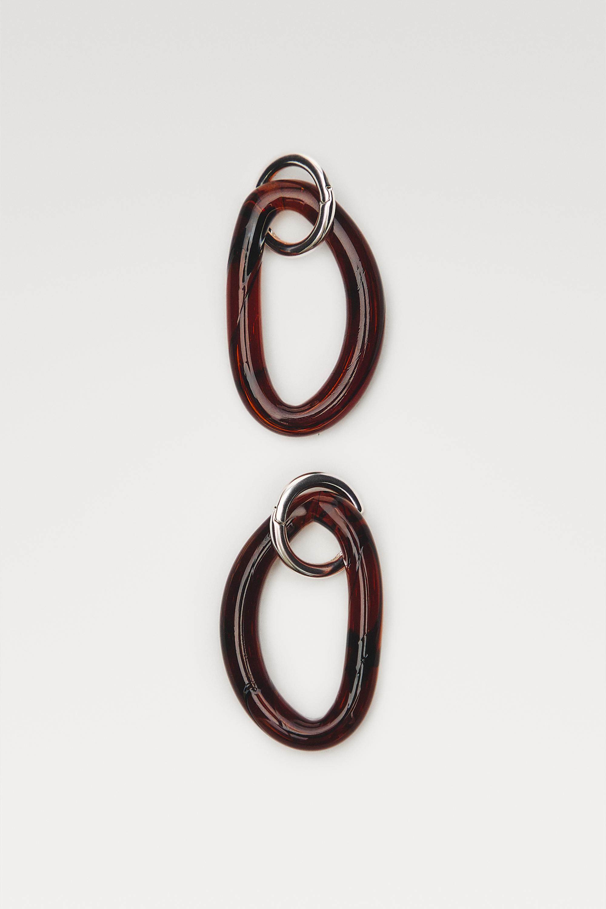 Glass hoop earrings — Caramel