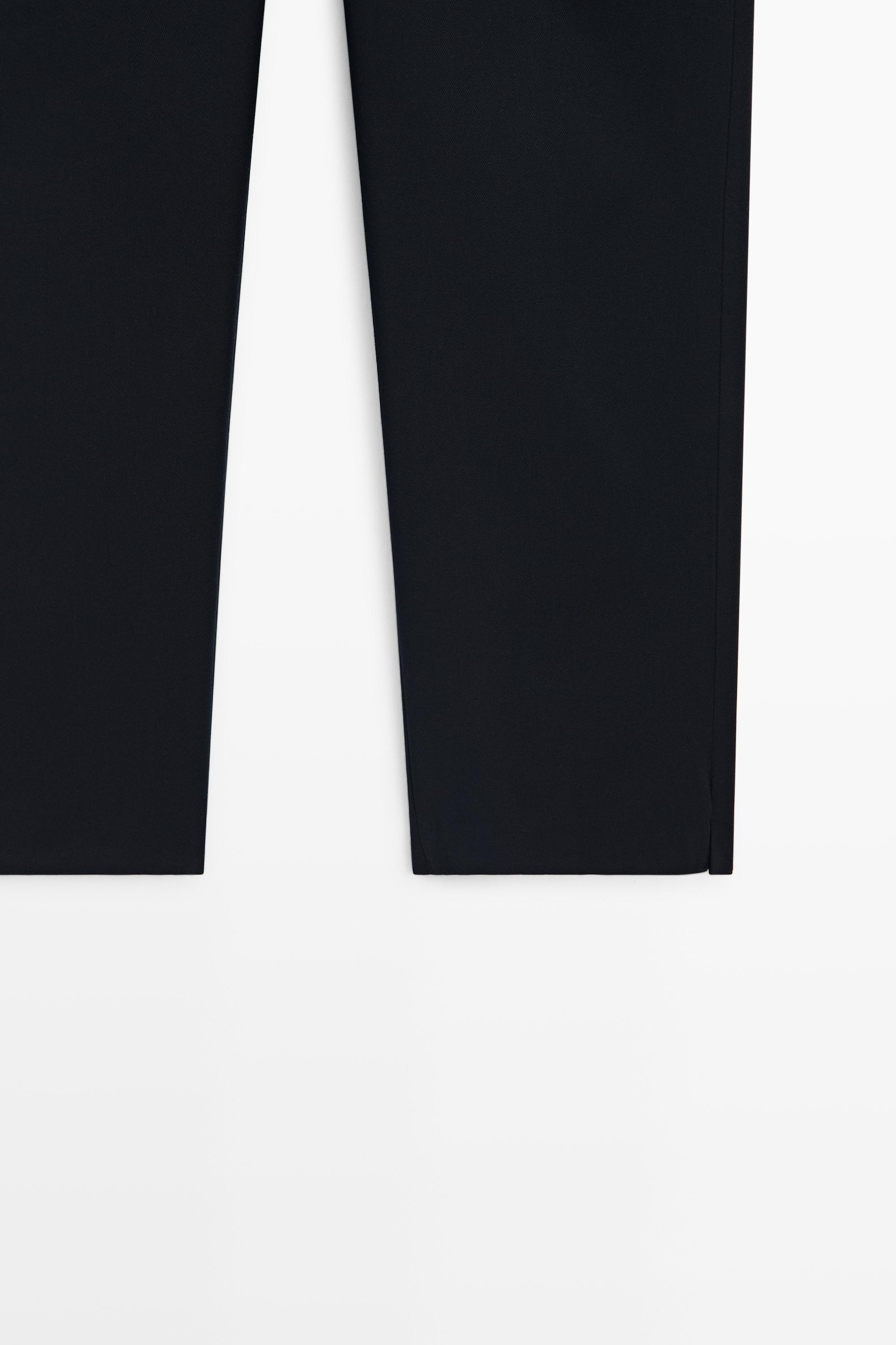 Straight stretch trousers - Navy blue | ZARA United States