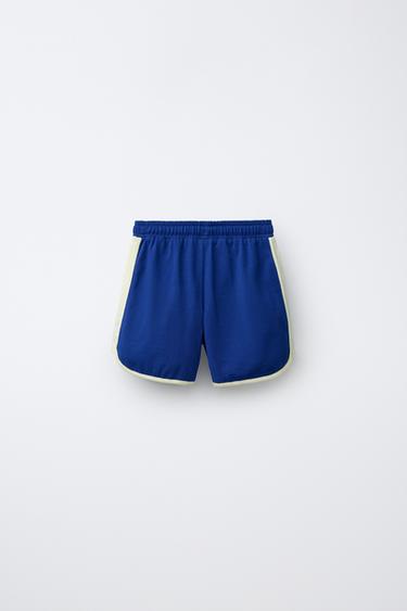 BERMUDA EN MOLLETON À LISERÉS EN CONTRASTE - Bleu roi de Zara - Image 1