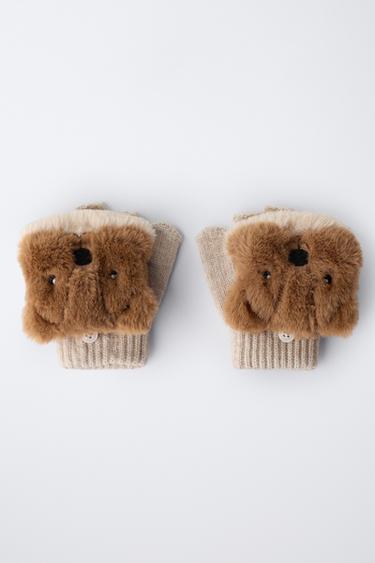 GANTS MITAINES EFFET POILS DE CASTOR - Beige clair de Zara - Image 3