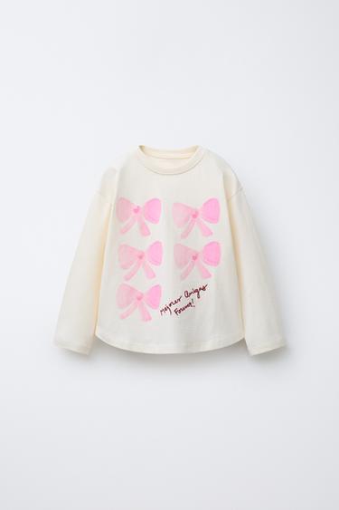 CAMISETA ESTAMPADO BRILLO - Blanco roto de Zara