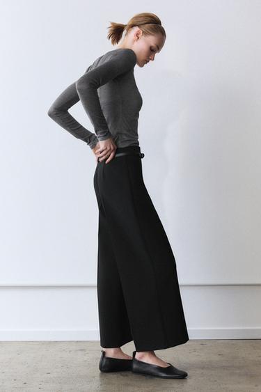 Zara ZW COLLECTION CULOTTE PANTS WITH BELT - Black