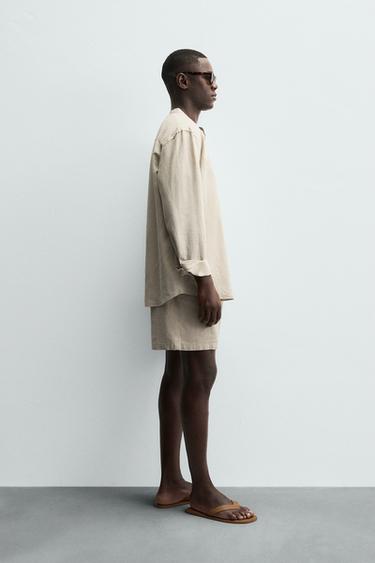 CHEMISE EN LIN ET COTON - Beige clair de Zara - Image 3