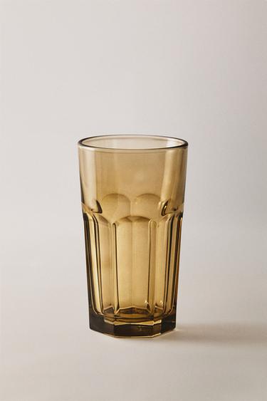 RAISED DESIGN GLASS TUMBLER - Brown by Zara