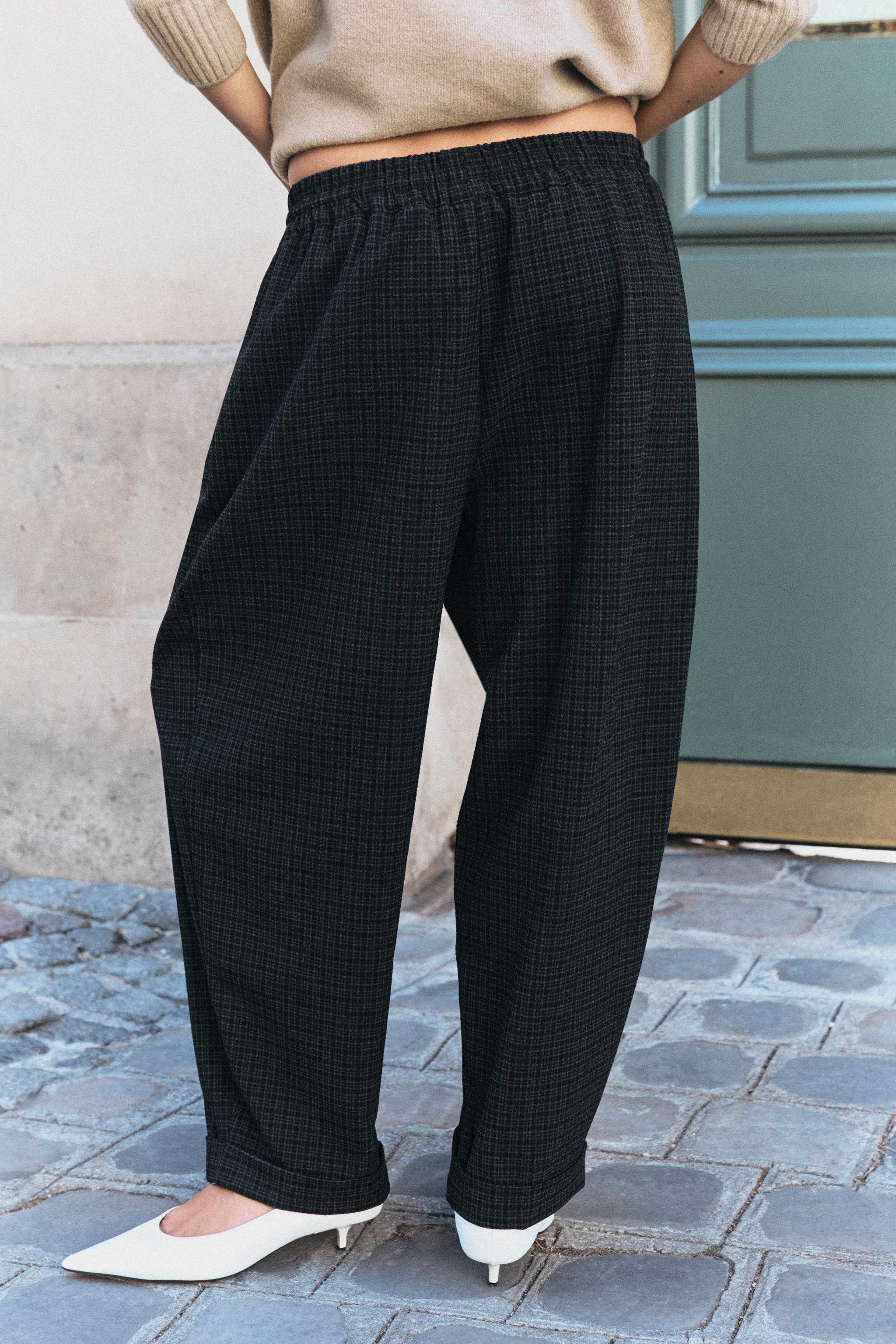 CHECKS TROUSERS WITH TURN-UP HEM - Dark grey | ZARA Turkey