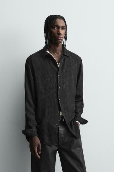 FLUID JACQUARD SHIRT - Black by Zara
