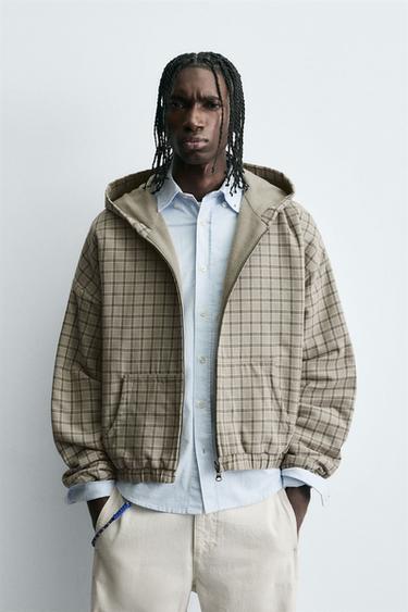 CHECK BOXY FIT JACKET - Beige by Zara