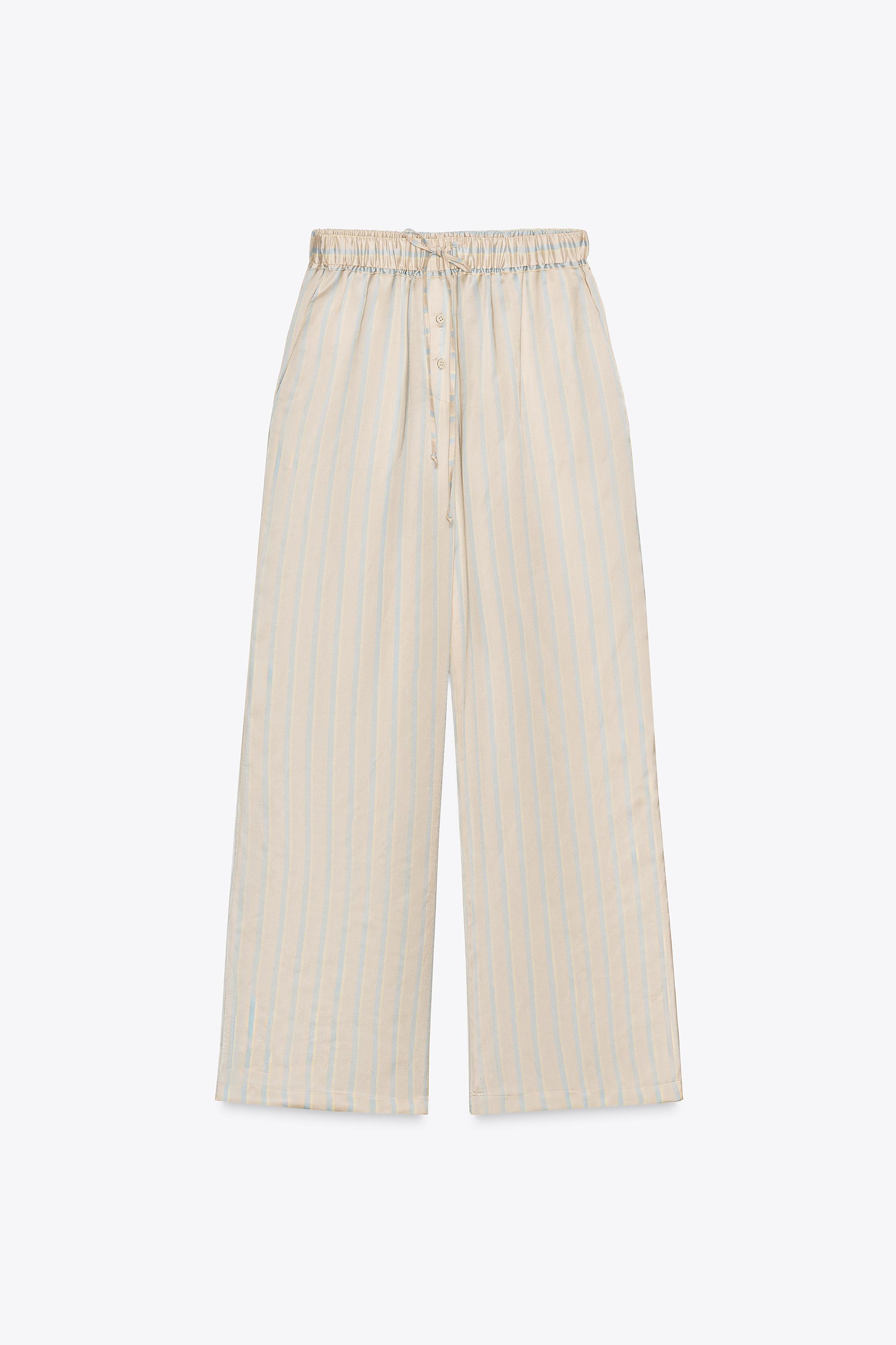 スペイン発送 ZARA ZWコレクション ストライプパジャマパンツ ZW COLLECTION ストライプ柄パジャマパンツ - 青色/白色 | ZARA