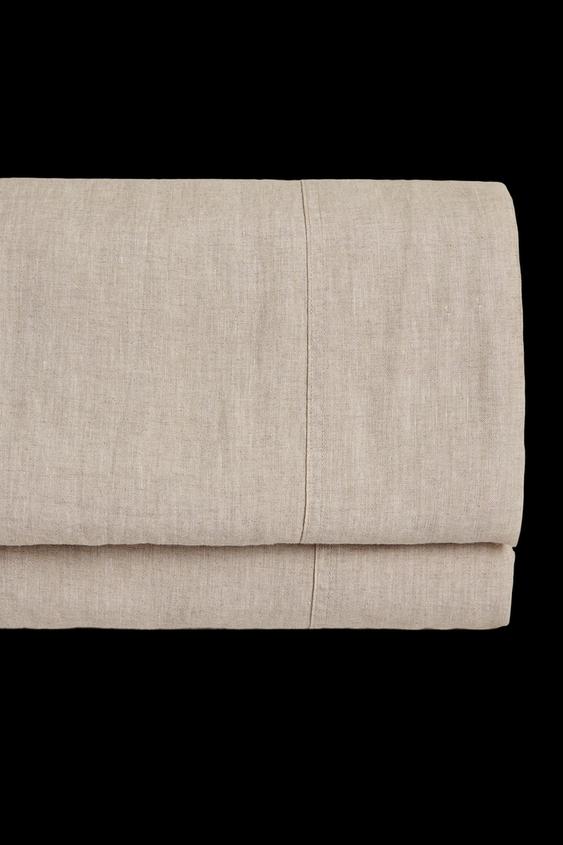 WASHED LINEN FLAT SHEET (160 GxM²) - Light beige by Zara - Image 0