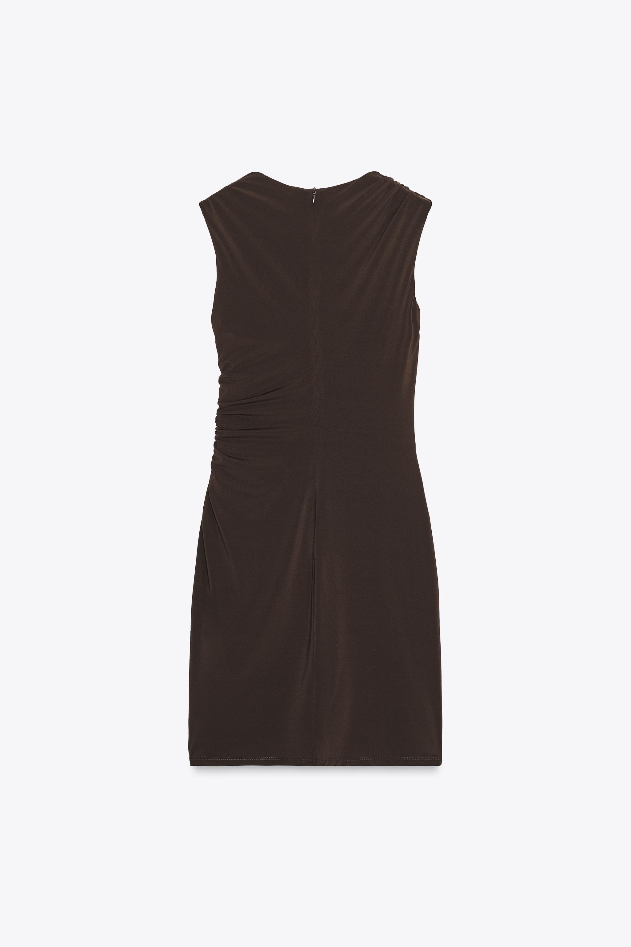 完売品ZARA ショート丈ドレープワンピース　新品タグ付き ショート丈ドレープワンピース - ダークブラウン | ZARA Japan