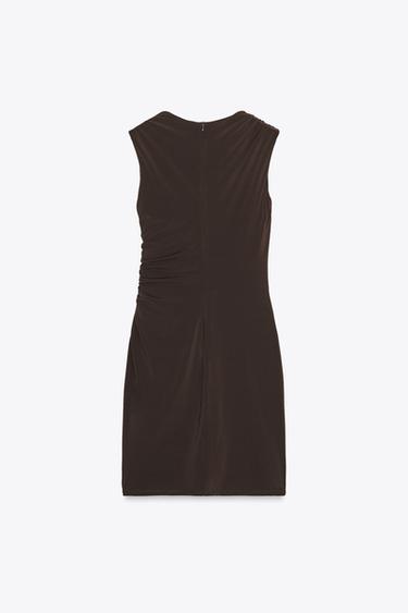 DRAPED SHORT DRESS - Dark brown by Zara - Image 6