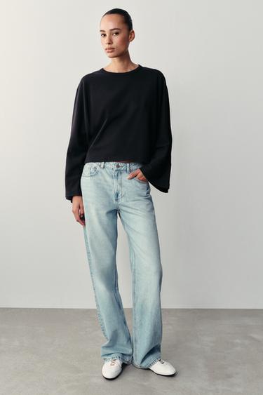 COTTON T-SHIRT WITH WIDE SLEEVES - Navy blue by Zara - Image 0