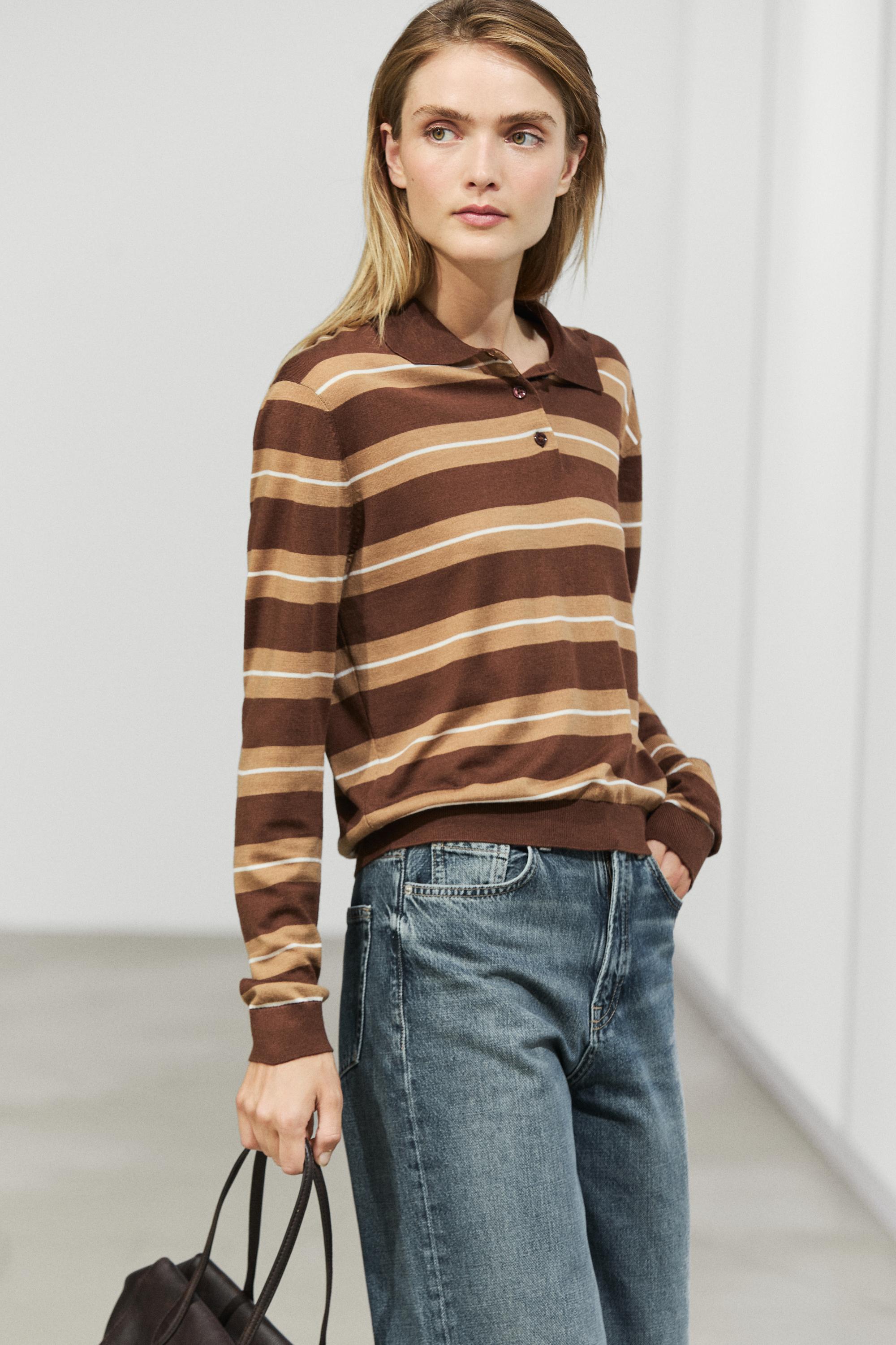 Striped polo sweater — Toffee