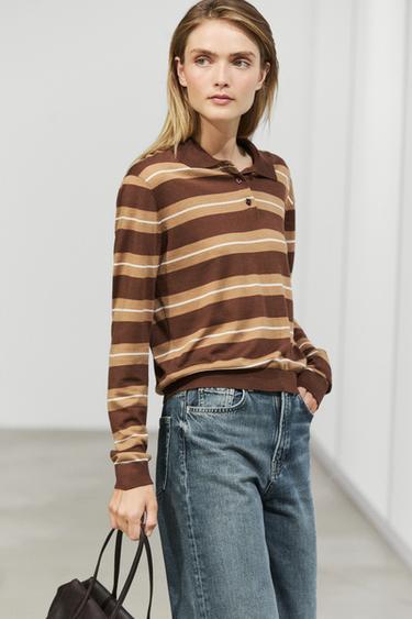 Striped polo sweater — Toffee 2
