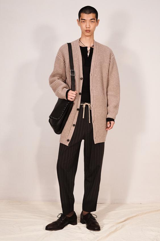STRIPED RELAXED FIT TROUSERS - Dark grey by Zara - Image 0