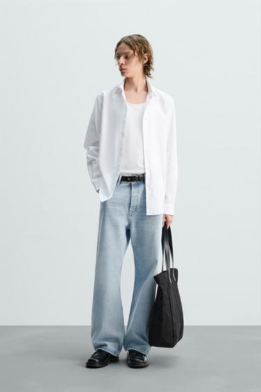 CAMISA SLIM FIT ESTRUCTURA - Blanco de Zara - Imagen 0