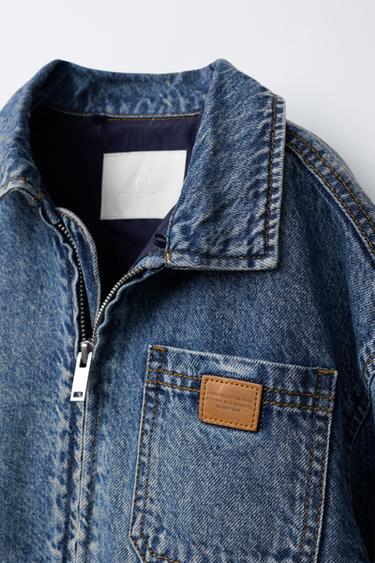 VESTE EN DENIM À CAPUCHE EN MOLLETON DÉTACHABLE - Bleu de Zara - Image 4
