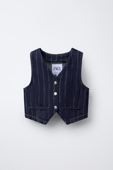 Zara PINSTRIPE VEST - Blue