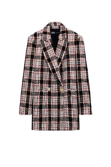 DOUBLE-BREASTED CHECK BLAZER