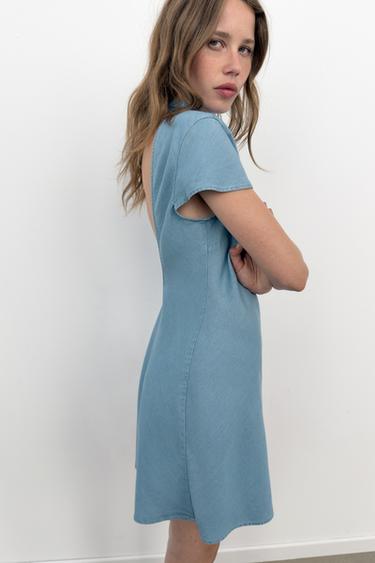 OPEN BACK MINI DRESS - Light blue by Zara