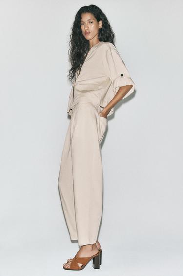 PANTALÓN PINZAS CINTURA ELÁSTICA - Arena de Zara