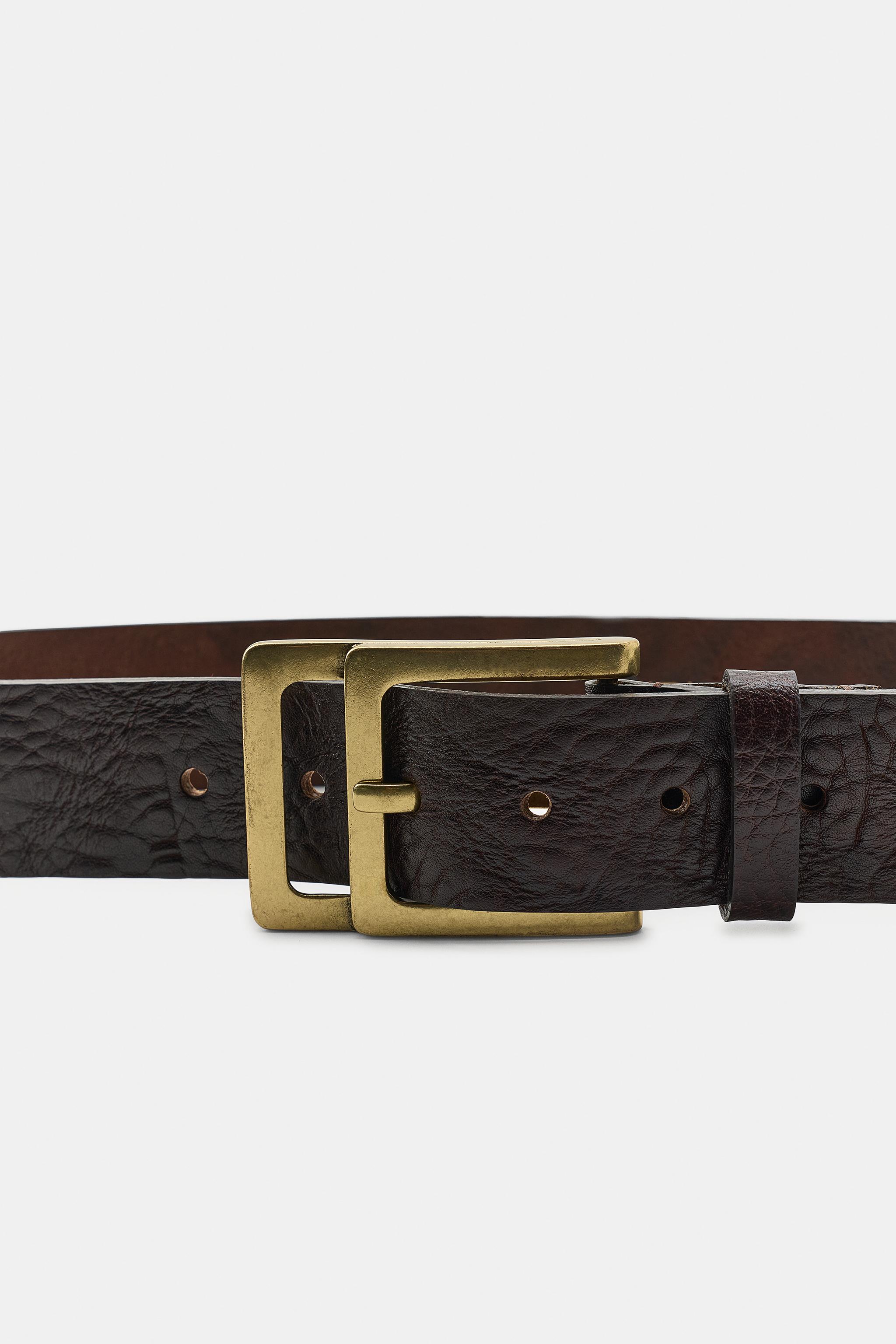 100% LEATHER DOUBLE BUCKLE BELT